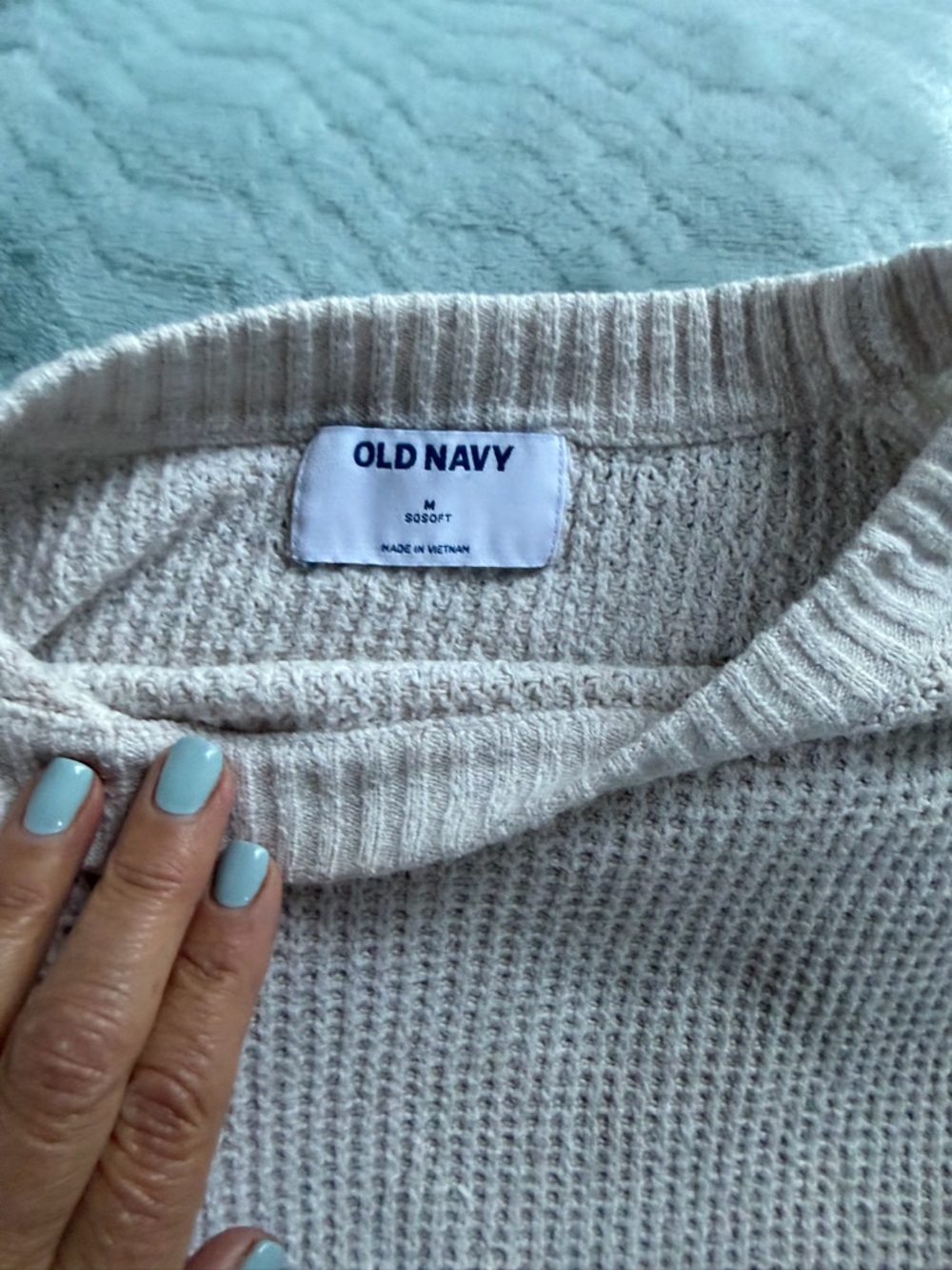 Old Navy Cream Waffle-Knit Crew Sweater plus Karen Scott Crew long sleeve tee